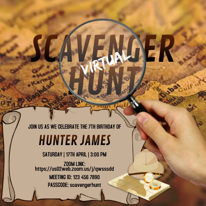 Scavenger Hunt Birthday Invitation
