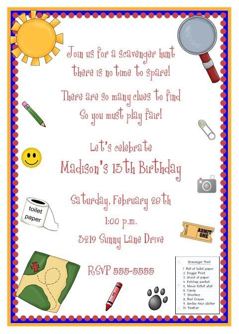 free printable scavenger hunt invitations