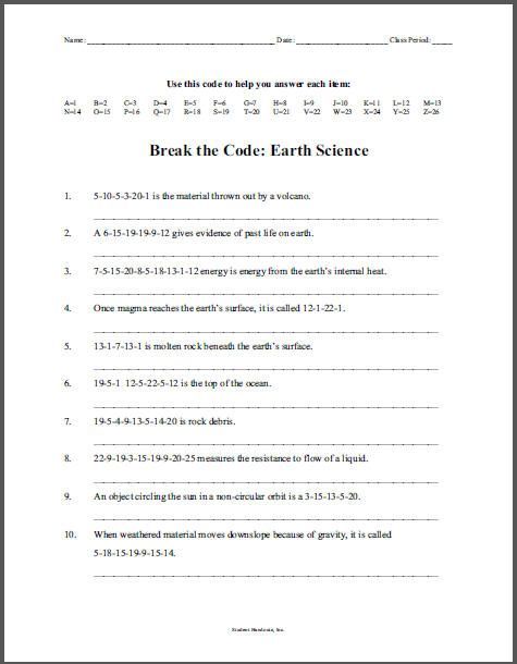 free printable science worksheet for 6th grade