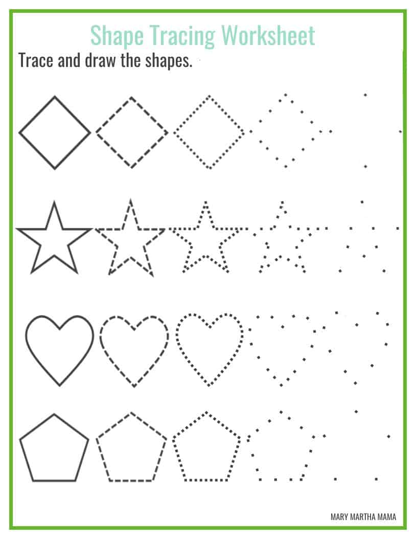 Shapes Worksheets for Preschool [Free Printables] - Mary Martha Mama