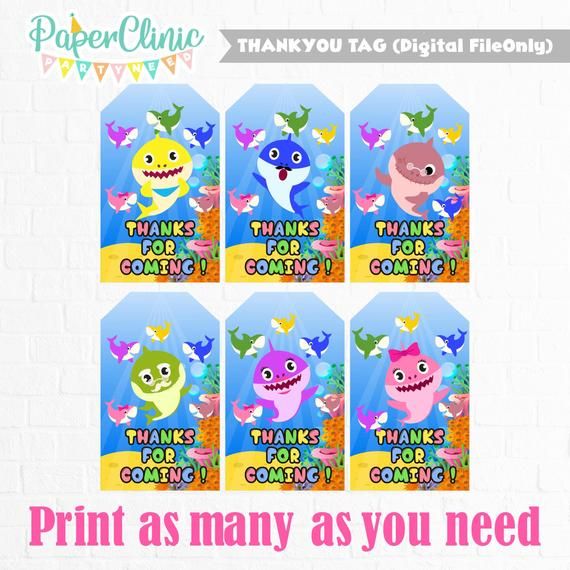 free printable shark thank you tags