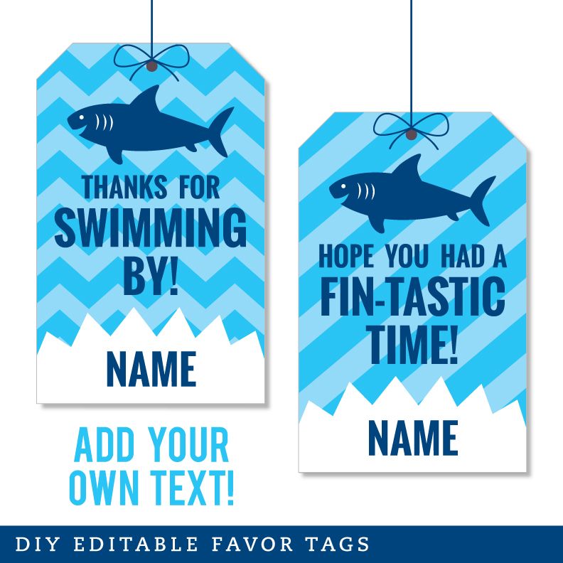 free printable shark thank you tags