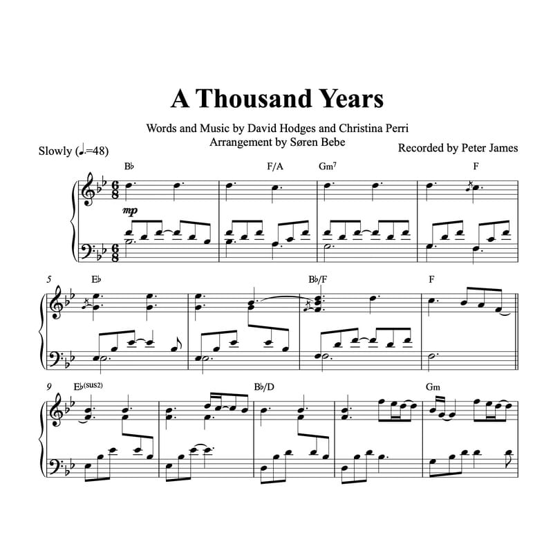 free printable sheet music a thousand years