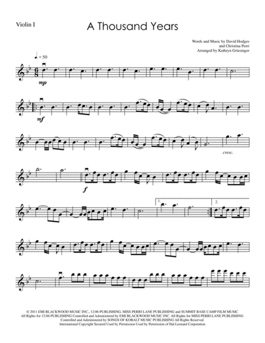 free printable sheet music a thousand years