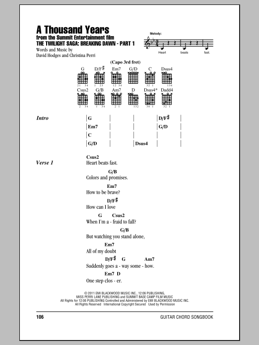 Print and Download A Thousand Years Sheet Music; Sheet Music ...