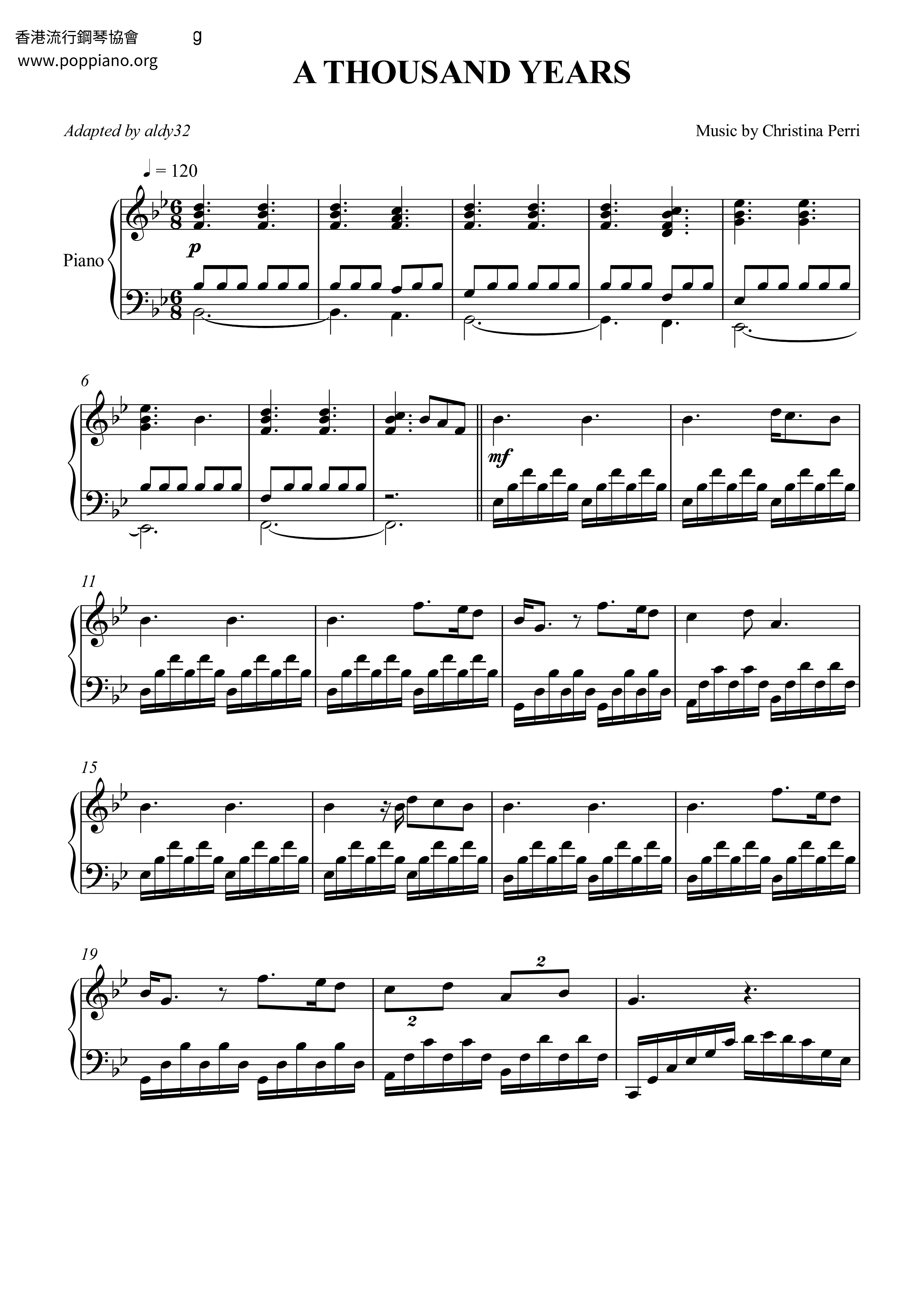☆ Christina Perri-A Thousand Years Sheet Music pdf, -ア ...
