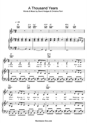 A Thousand Years - Christina Perri Free Piano Sheet Music PDF