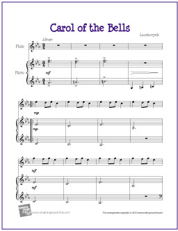 free printable sheet music carol of the bells