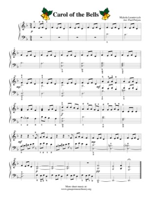 free printable sheet music carol of the bells