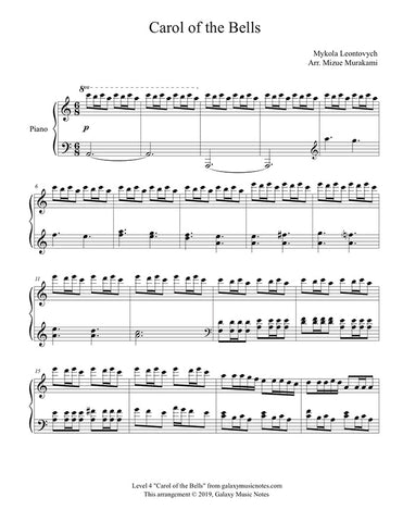 free printable sheet music carol of the bells