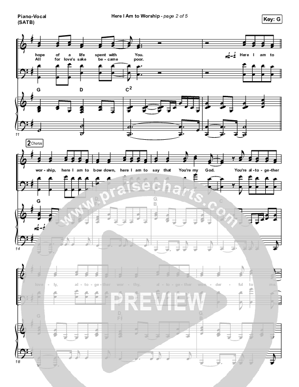 free printable sheet music for here i am to worship