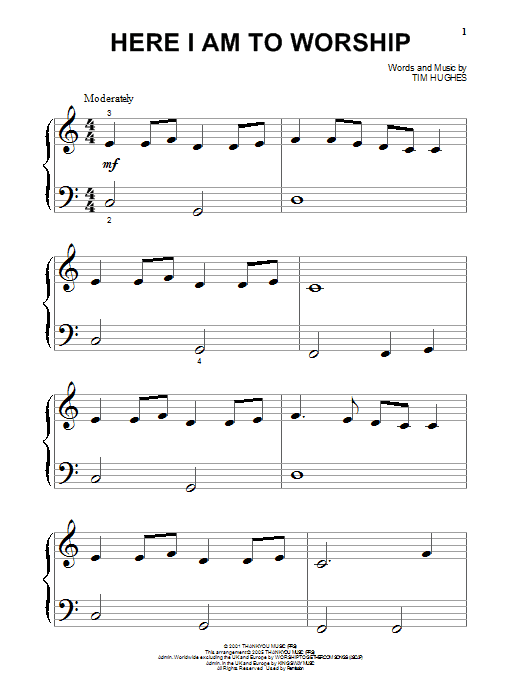 free printable sheet music for here i am to worship