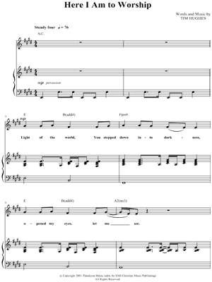 free printable sheet music for here i am to worship