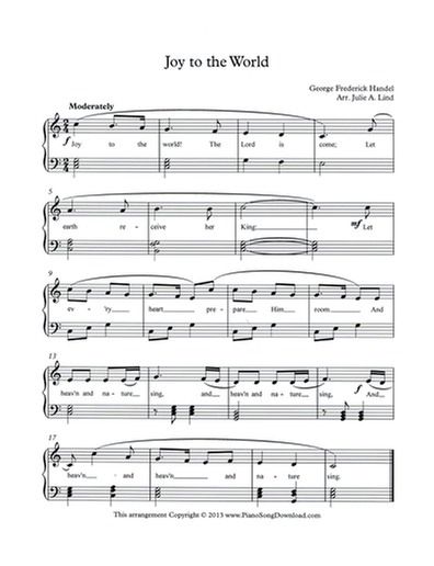 Joy to the World: free early intermediate Christmas piano sheet music