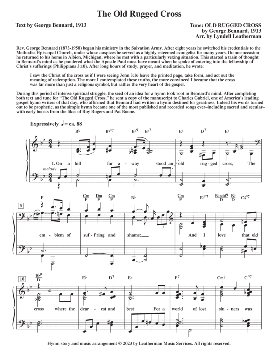 free printable sheet music for the old rugged cross