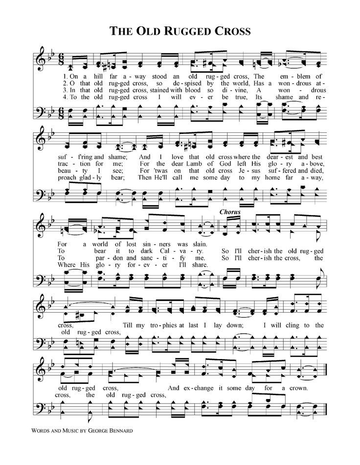 free printable sheet music for the old rugged cross