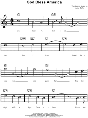 God Bless America Piano Sheet Music Instant DIGITAL MUSIC DOWNLOAD ...