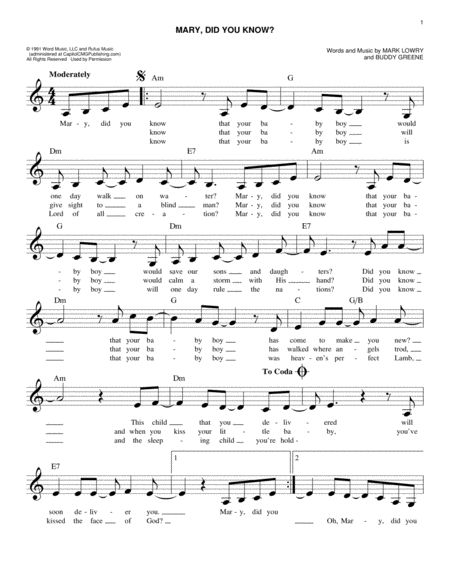 free printable sheet music mary did you know