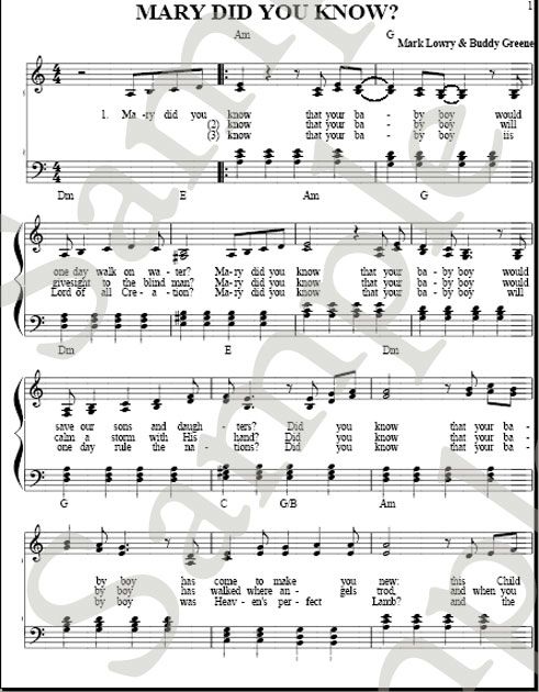 free printable sheet music mary did you know