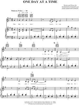 free printable sheet music one day at a time