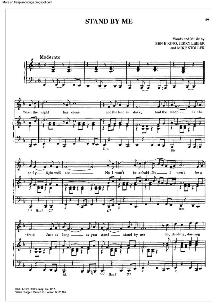 free printable sheet music stand by me