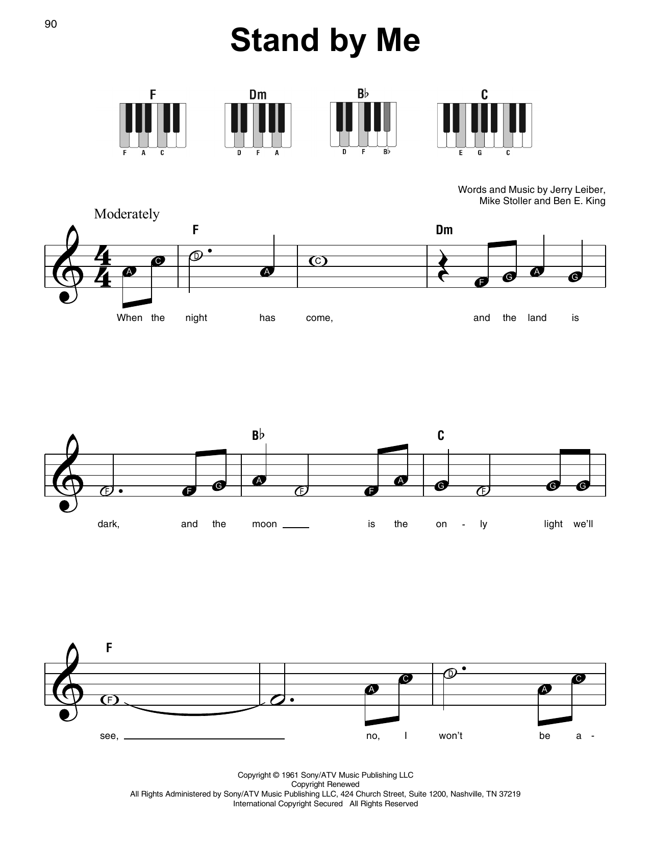 free printable sheet music stand by me