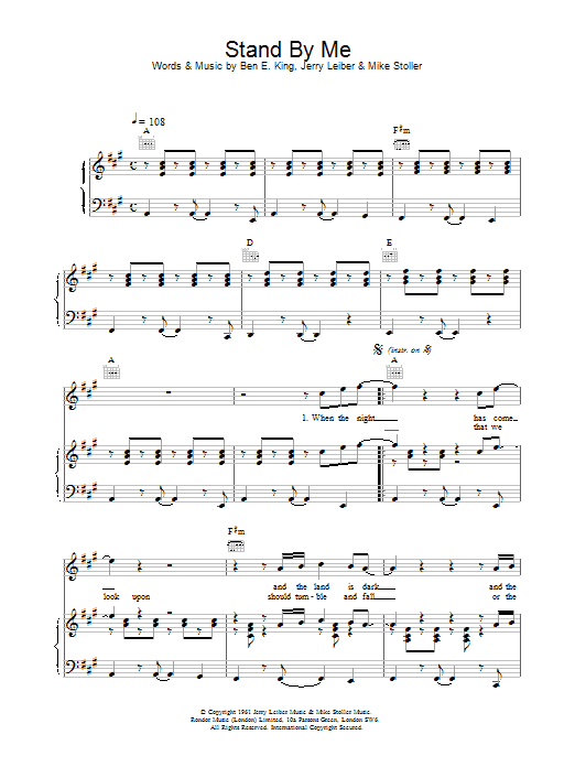 free printable sheet music stand by me