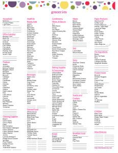 free printable shopping list template uk