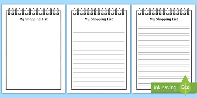 My Shopping List Writing Frames (A4) (teacher made) - Twinkl