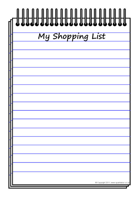 Shopping List Writing Frame (SB3722) - SparkleBox