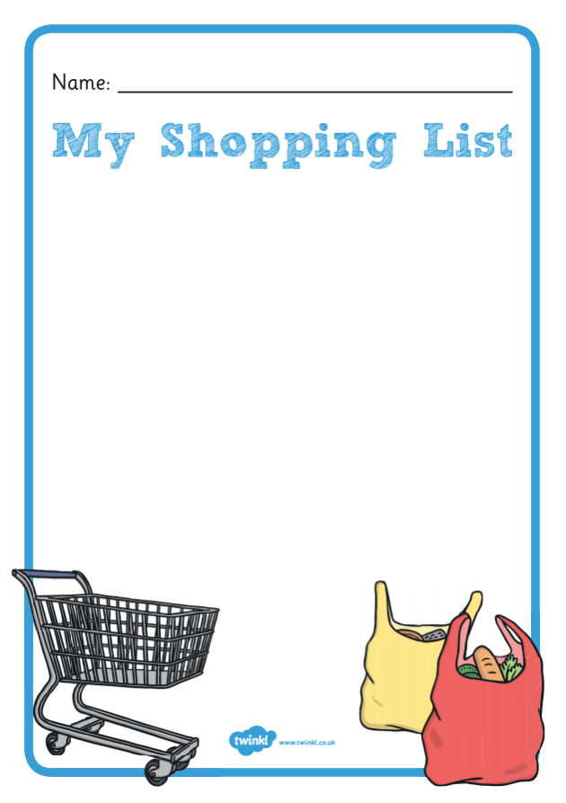 free printable shopping list template uk
