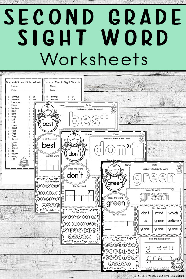 Second Grade Sight Word Worksheets - Simple Living. Creative Learning