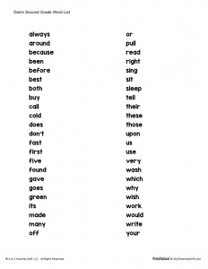 free printable sight words for 2nd grade