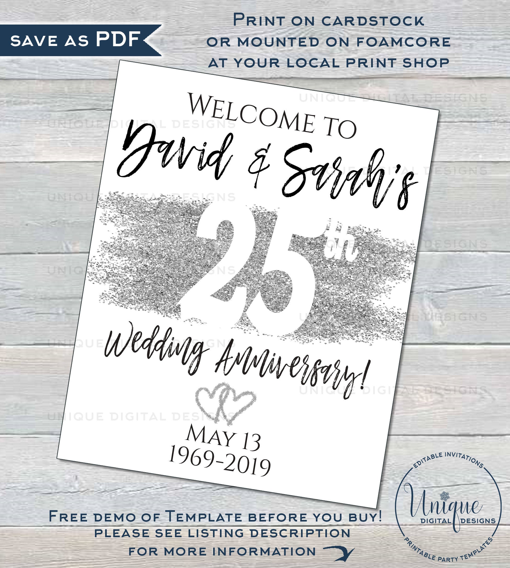 free printable silver anniversary cards