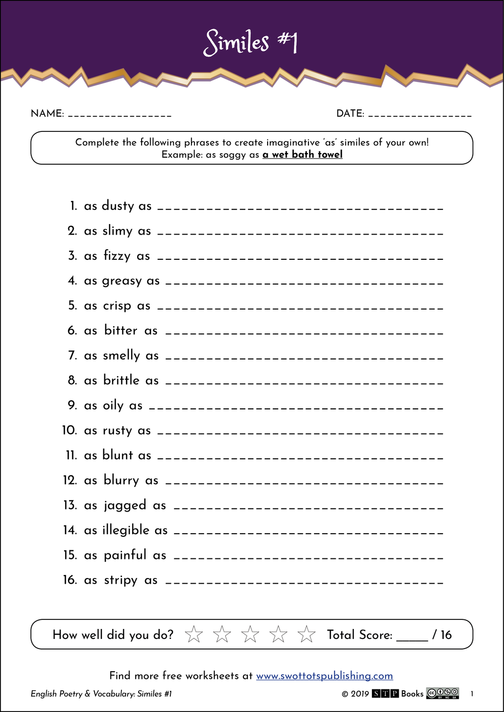 Simile Exercise 01 - KS2 — STP Books
