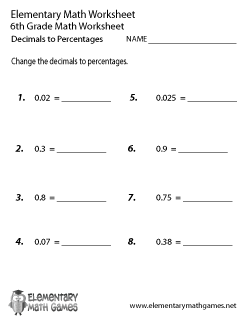 Sixth Grade Math Worksheets