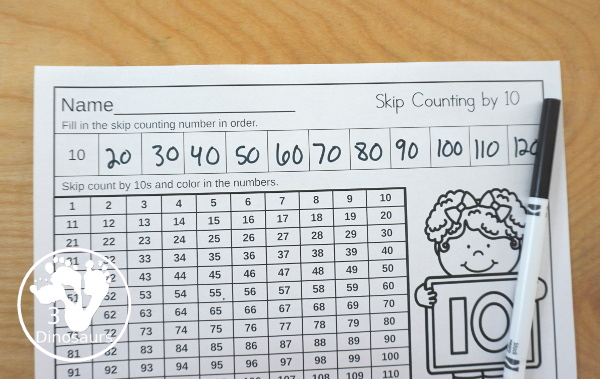 66+ Skip Counting Printables &  Activities For Kids - 3 Dinosaurs