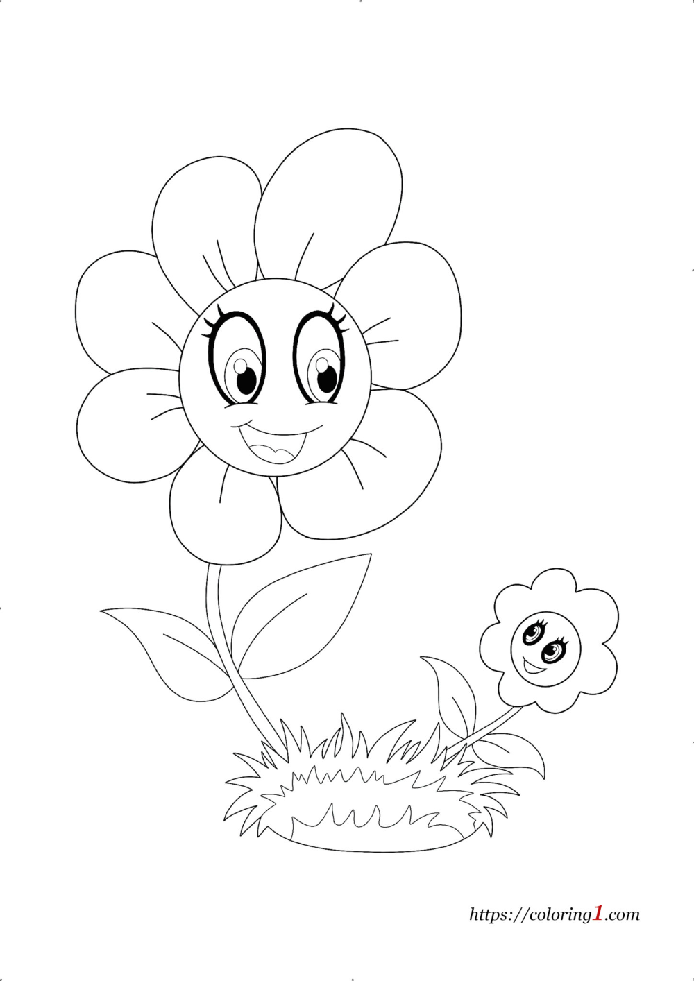 Big and Small Flower Coloring Pages - 2 Free Coloring Sheets (2021 ...