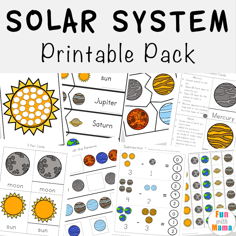 Solar System Printable Worksheets and Activities Pack - Fun with Mama