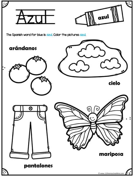 free printable spanish worksheet for kids