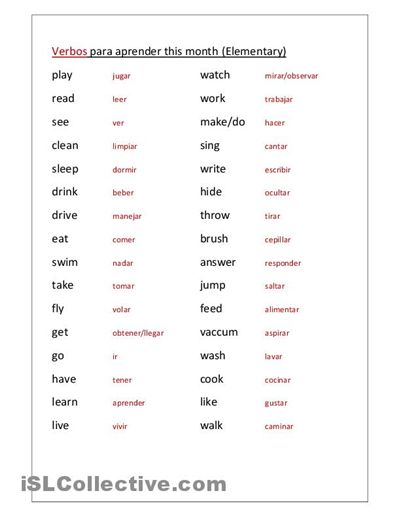 free printable spanish worksheet