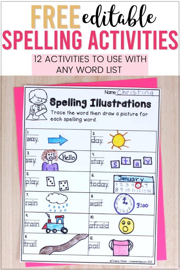 free printable spelling activities