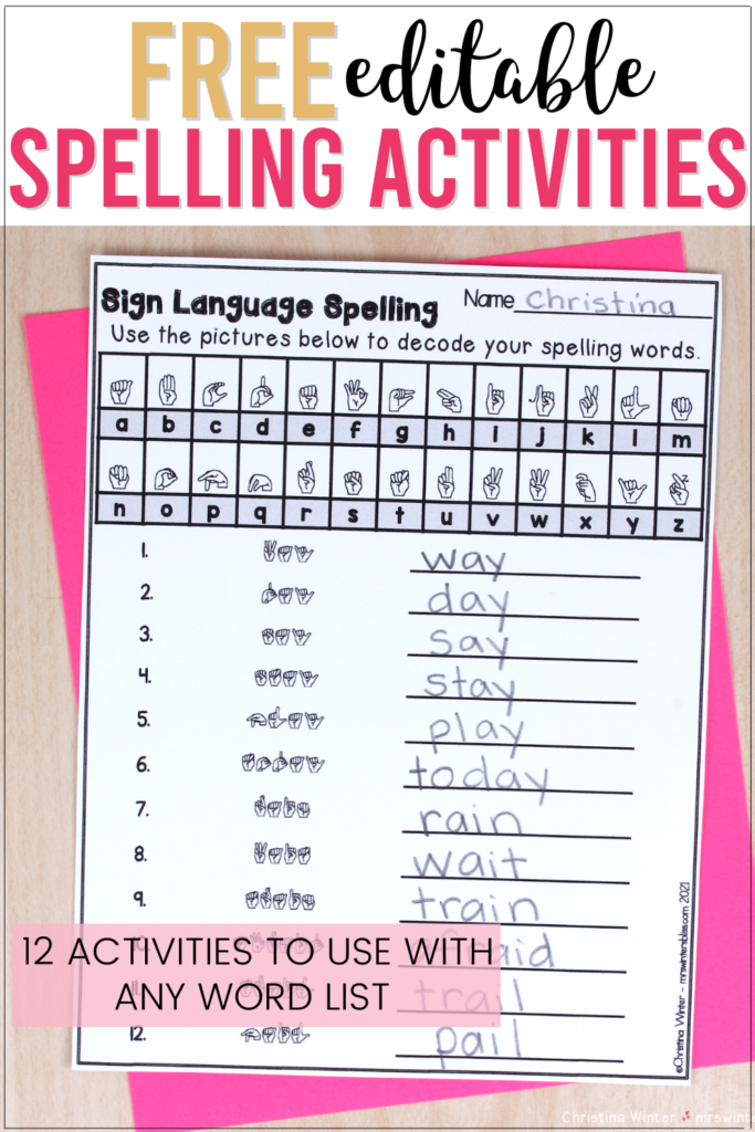 Free Spelling Activities - Mrs. Winters Bliss - Resources For ...
