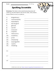 6th Grade Spelling Worksheets