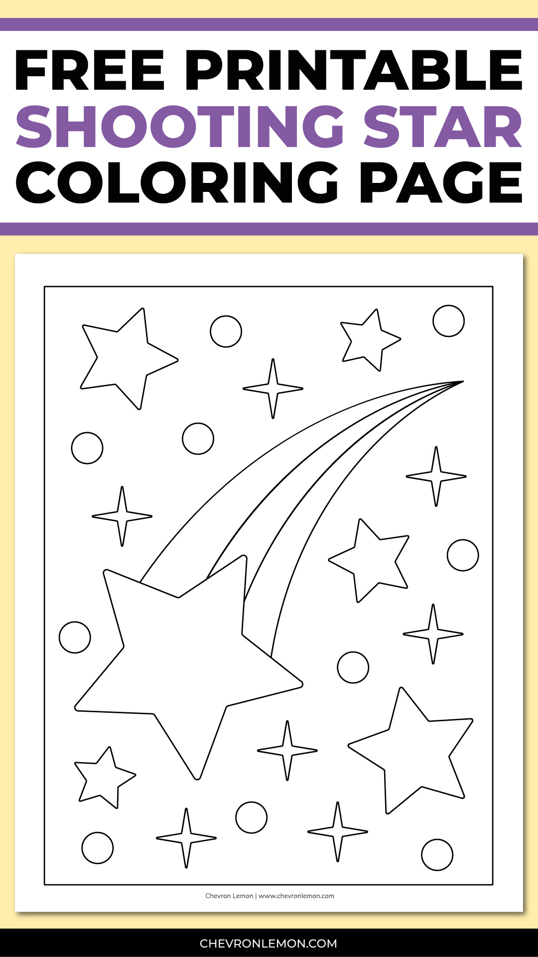 Printable shooting star coloring page - Chevron Lemon