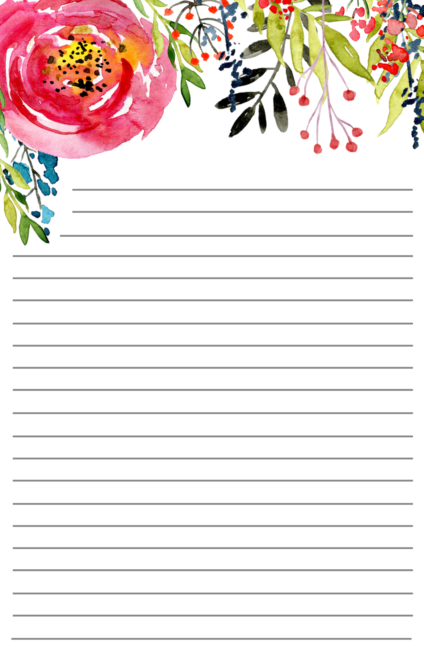 free printable stationery rose