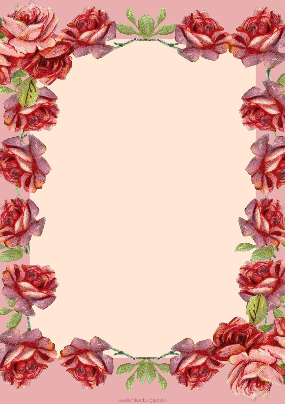 Free printable vintage rose stationery - ausdruckbares Briefpapier ...