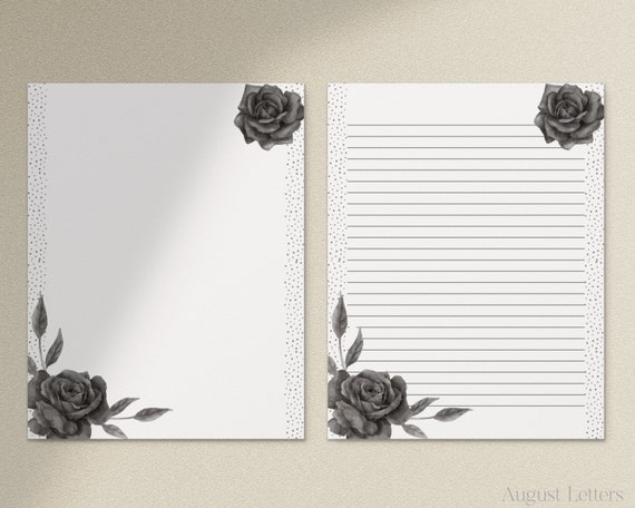 Black Roses, Gothic Halloween, Printable Letter Writing Paper / A4 ...