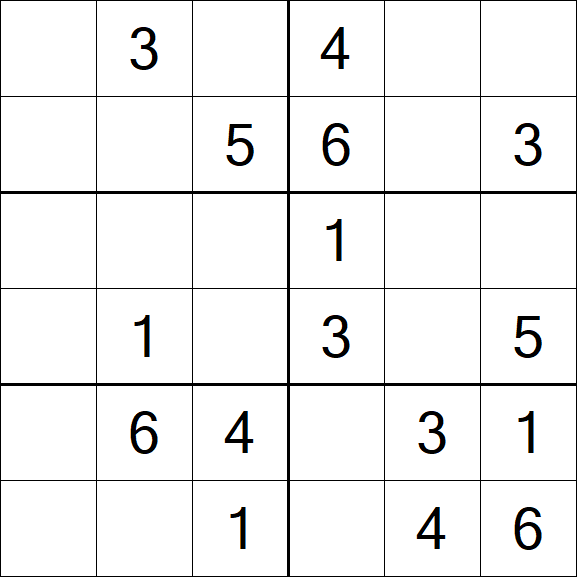 Sudoku 6x6 - Easy - Sudoku-Puzzles.net