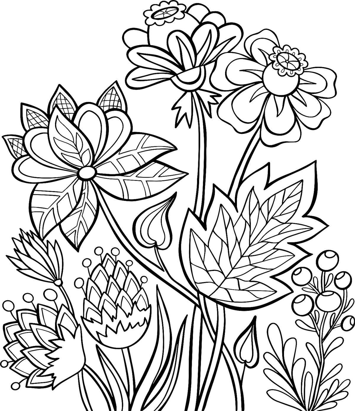Spring Flowers Coloring Pages: Free Printable Coloring Pages of ...